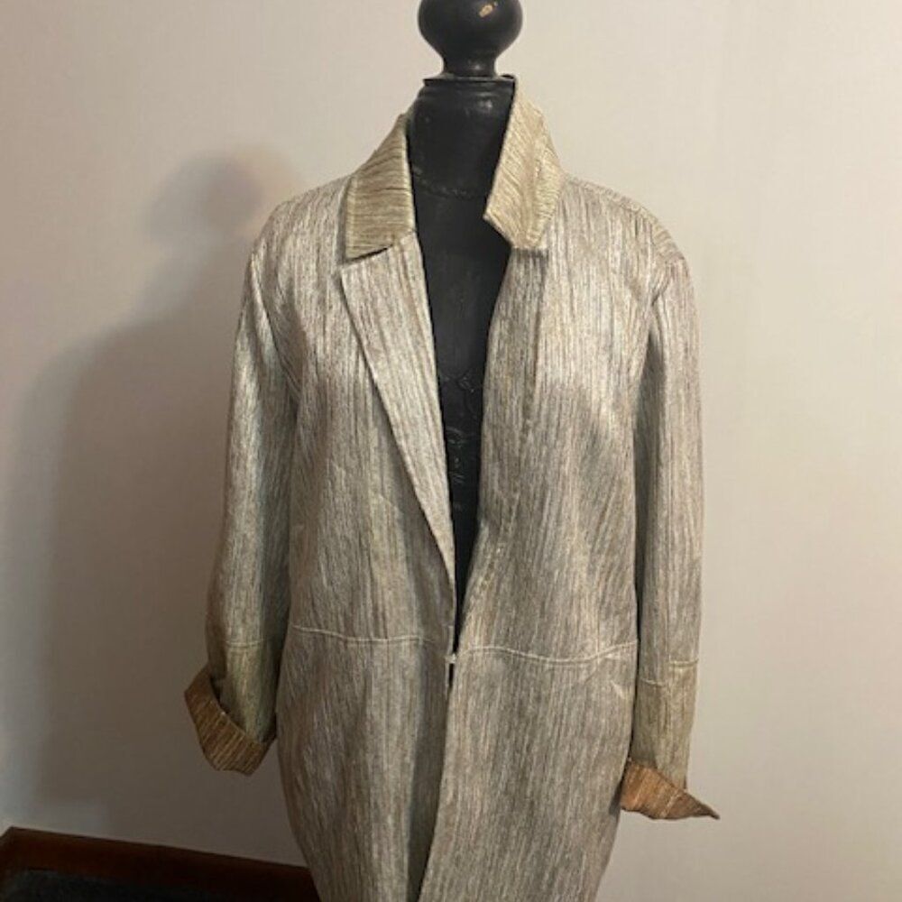 a' la carte Gold Shimer Lined hook closure jacket, size XXL